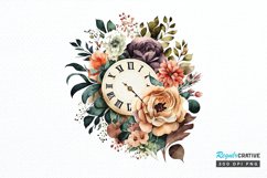 Watercolor Floral Clock PNG Clipart Product Image 1