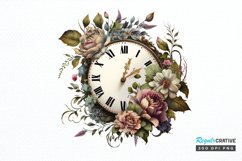 Watercolor Floral Clock PNG Clipart Product Image 1
