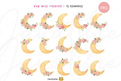 watercolor sweet moon clipart, crescent moon clip art set Product Image 3
