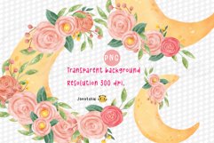 watercolor sweet moon clipart, crescent moon clip art set Product Image 4
