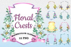 Watercolor Floral Crest set Product Image 1