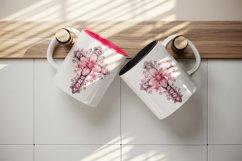 Watercolor floral cross religion sparkle pink flowers shining diamonds 20 oz tumbler skinny mug wrap clipart t-shirt sublimation printable design