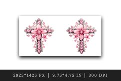 Watercolor floral cross religion sparkle pink flowers shining diamonds 20 oz tumbler skinny mug wrap clipart t-shirt sublimation printable design