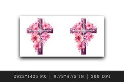 Watercolor floral cross religion sparkle pink flowers shining diamonds 20 oz tumbler skinny mug wrap clipart t-shirt sublimation printable design