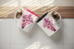 Watercolor floral cross religion sparkle pink flowers shining diamonds 20 oz tumbler skinny mug wrap clipart t-shirt sublimation printable design