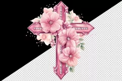 Watercolor floral cross religion sparkle pink flowers shining diamonds 20 oz tumbler skinny mug wrap clipart t-shirt sublimation printable design