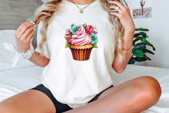 Watercolor Floral Cupcake Clipart Bundle Product Image 3