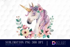 Floral Cute Unicorn Illustration Clipart Product Image 1