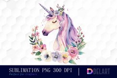 Floral Cute Unicorn Sublimation PNG Clipart Product Image 1