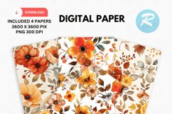 Watercolor Floral Digital Paper, Floral Background Product Image 1