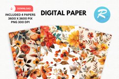 Watercolor Floral Digital Paper, Floral Background Product Image 1