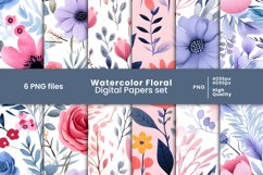 Floral watercolor patterns and digital papers PNG Product Image 1