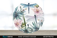 Watercolor Floral Dragonflies Wind Spinner Sublimation PNG Product Image 1