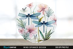 Watercolor Floral Dragonflies Wind Spinner Sublimation PNG Product Image 1