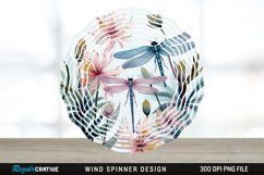 Watercolor Floral Dragonflies Wind Spinner Sublimation PNG Product Image 1