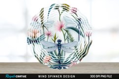 Watercolor Floral Dragonflies Wind Spinner Sublimation PNG Product Image 1