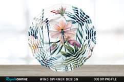 Watercolor Floral Dragonflies Wind Spinner Sublimation PNG Product Image 1