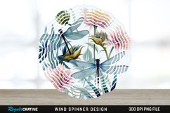 Watercolor Floral Dragonflies Wind Spinner Sublimation PNG Product Image 1