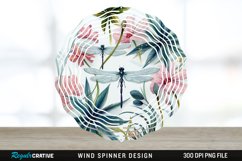 Watercolor Floral Dragonflies Wind Spinner Sublimation PNG Product Image 1