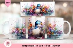 Watercolor Duck Mug Wrap Sublimation Designs, 3d Mug, Duck Png