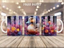 Watercolor Duck Mug Wrap Sublimation Designs, 3d Mug, Duck Png