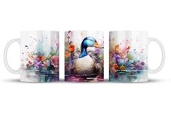 Watercolor Duck Mug Wrap Sublimation Designs, 3d Mug, Duck Png