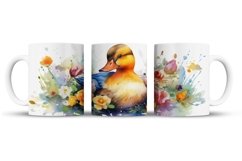Watercolor Duck Mug Wrap Sublimation Designs, 3d Mug, Duck Png