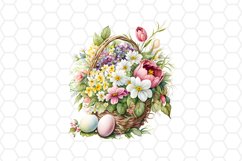Watercolor Floral Easter basket Clipart Bundle