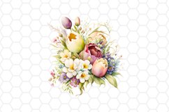Watercolor Floral Easter basket Clipart Bundle