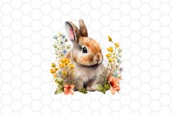 Watercolor Floral Easter Bunny Clipart