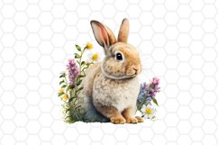Watercolor Floral Easter Bunny Clipart