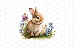 Watercolor Floral Easter Bunny Clipart