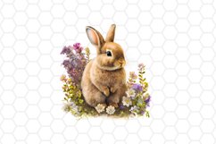 Watercolor Floral Easter Bunny Clipart