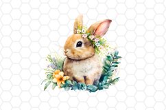 Watercolor Floral Easter Bunny Clipart