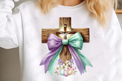 Watercolor Floral Easter Cross Clipart Product Image 2