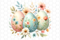 Watercolor Floral Easter Egg Cliparts Sublimation