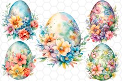 Watercolor Floral Easter Eggs Clipart