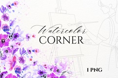 Watercolor Purple Floral Corner PNG Product Image 1