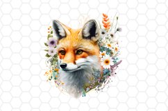Watercolor Floral Fox Clipart Bundle
