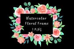 Watercolor flower frame on a black background