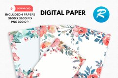 Watercolor Floral Frame Digital Paper, Floral Background Product Image 1