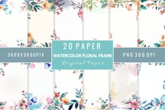 Watercolor Floral Frame Digital Paper Bundle Product Image 1