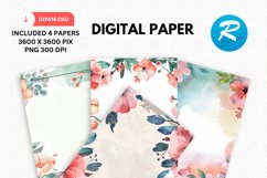 Watercolor Floral Frame Digital Paper, Floral Background Product Image 1