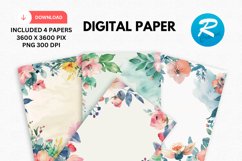 Watercolor Floral Frame Digital Paper, Floral Background Product Image 1
