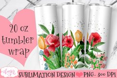 Watercolor Floral garden Tumbler template for sublimation Product Image 1