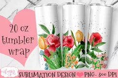 Watercolor Floral garden Tumbler template for sublimation Product Image 1