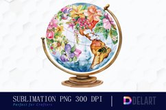 Floral Globe Watercolor Clipart Product Image 1