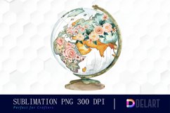 Floral Globe Watercolor Clipart Product Image 1