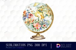 Floral Globe Watercolor Clipart Product Image 1