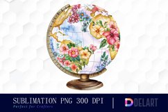 Floral Globe Watercolor Clipart Product Image 1